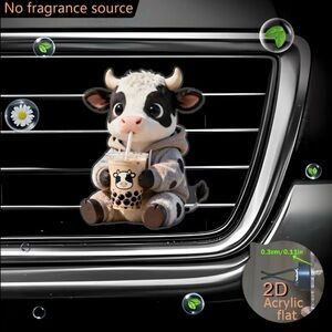 Cute Cow Bubble Tea Car Vent Clip Diffuser